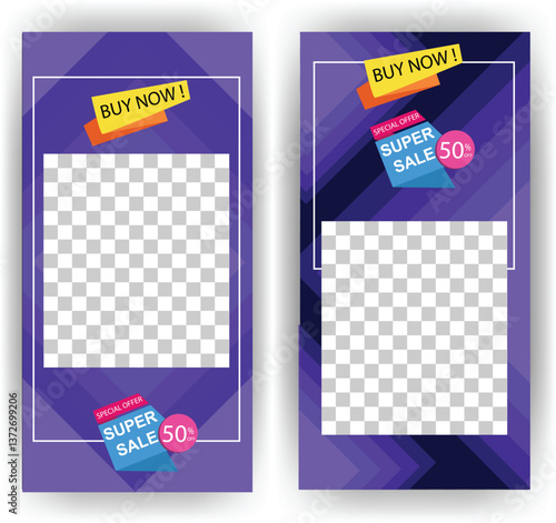 Purple Super Sale Social Media Template