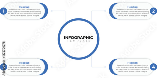 Minimalist Infographic Template with Four Highlighted Sections and Circular Center