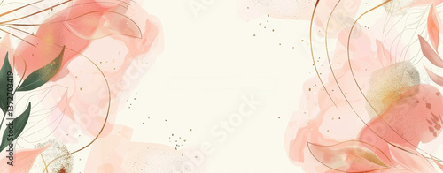botanical watercolor design with flowers and leaves