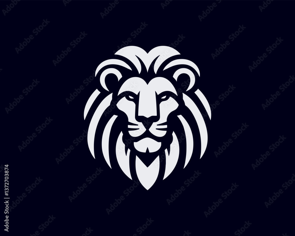 Obraz premium Lion Logo Design Vector Template. Elegant Lion Head Icon in Black and White Illustration.