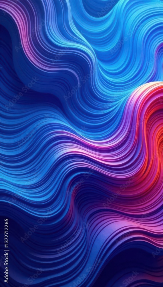 Obraz premium Abstract blue wave pattern, vibrant gradient Dynamic, flowing design , background, abstract, flow