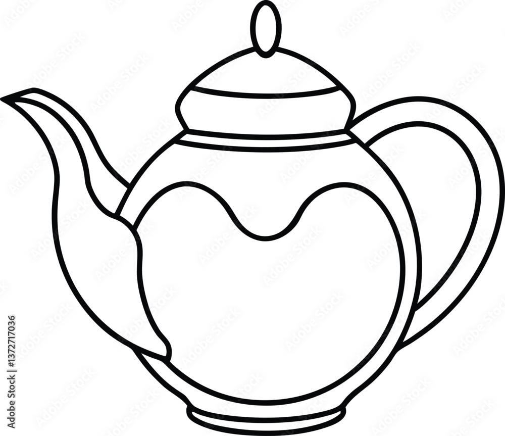 Obraz premium Teapot Line Art Vector