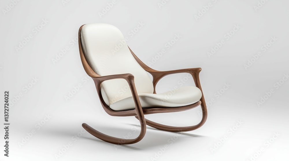 A stylish, modern rocking chair featuring a wooden frame and a comfortable white seat, perfect for relaxation and contemporary interior design. A stylish, modern rocking chair featuring a wooden frame and a comfortable white seat, perfect for relaxation and contemporary interior design.