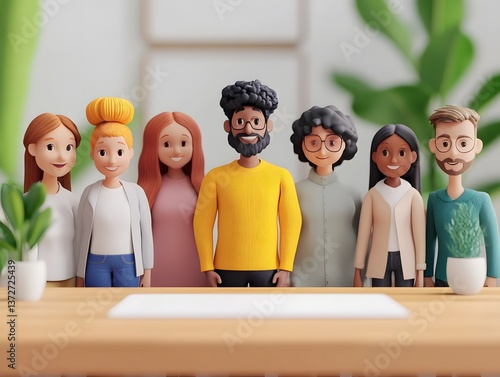 Diverse team of inclusive characters standing together