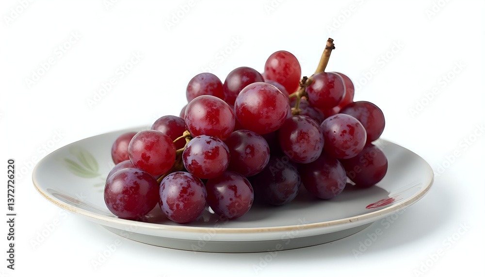 red grapes on a plate on a white background red grapes on a plate on a white background