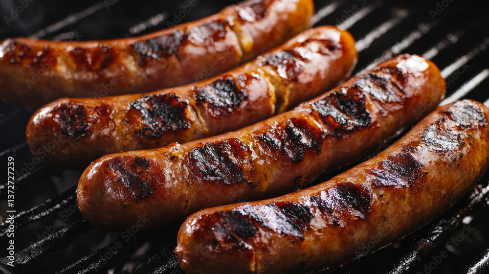 A classic combination of grilled sausages and a refreshing beer A classic combination of grilled sausages and a refreshing beer