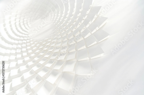 White Minimal Abstract 3D Grid Spiral Background with Light Reflections and Geometric Shapes for Modern Concept and Business Design