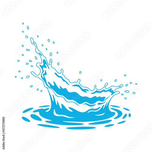 Water splash icon. Set different liquid shapes and silhouettes. Water drop Splash with droplet. Vector illustration eps 10