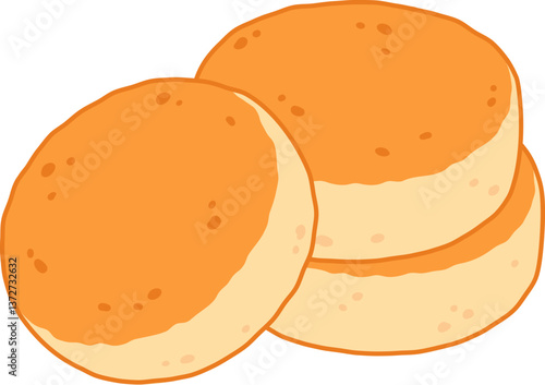 Syrniki, Eastern European cottage cheese pancakes. Traditional breakfast food vector illustration.