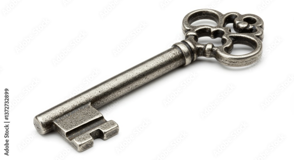 Antique Skeleton Key on White Antique Skeleton Key on White