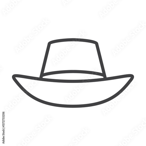Hat Cowboy Icon – Minimal Line Style Western Hat Vector