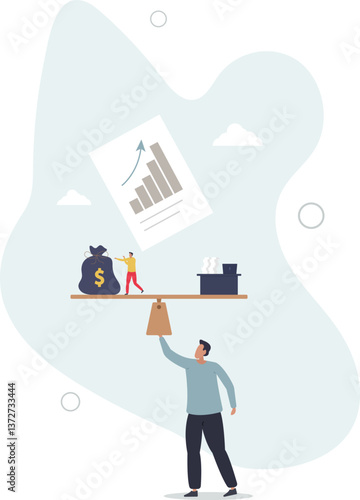 Wages, salary or income, work hard for money or incentive motivate to work overtime, overworked and life balance concept.flat character life .
