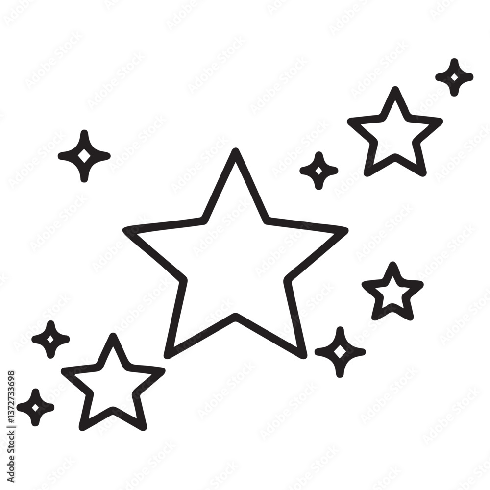 Fototapeta premium star illustrations shining in a decorative style 