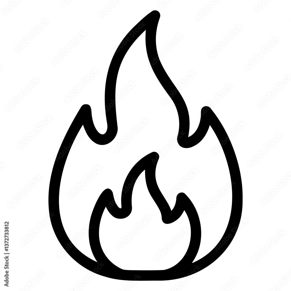 Flame Icon Illustration in Minimalist Style Flame Icon Illustration in Minimalist Style