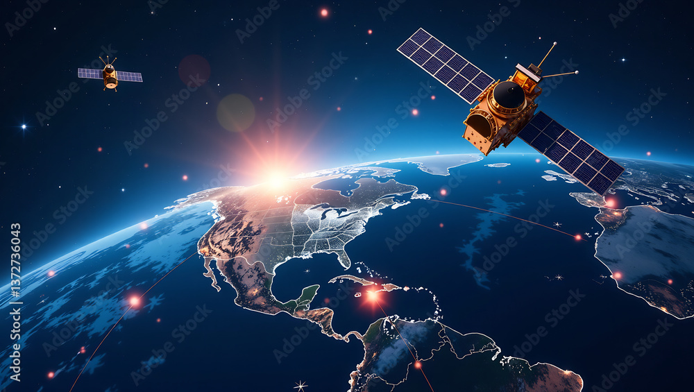 Naklejka premium The Satellite Investment Constellation: Global Reach, Financial Returns