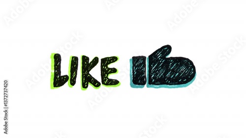 A fun animated hand drawn like button social icon overlay with alpha for easy drag and drop.