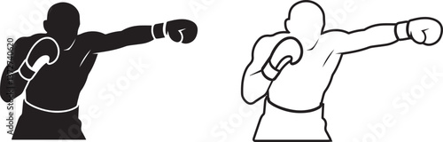 Boxing Fighter Action Poses Vector Design
