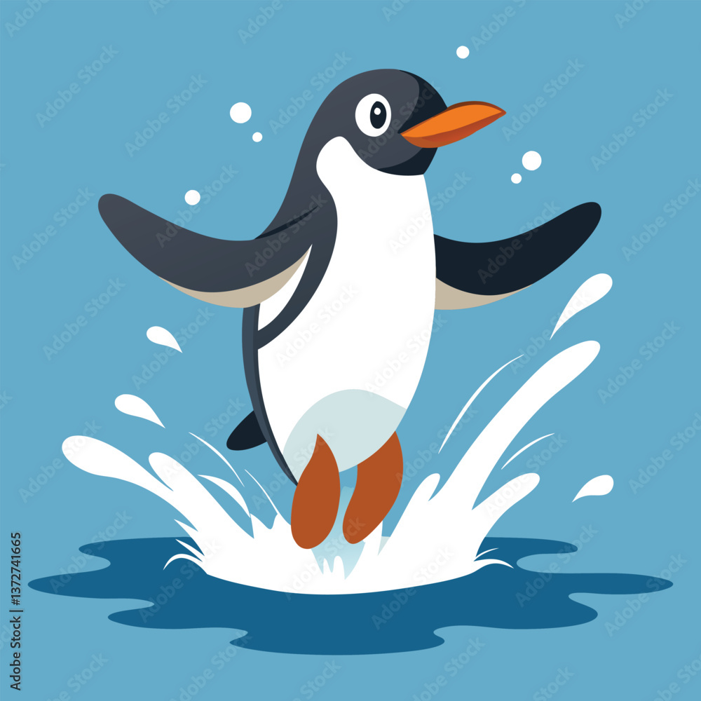 penguin leaps out of the water with. penguin leaps out of the water with.