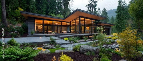 Embracing nature modern home serene forest architectural marvel tranquil environment exterior view innovative design