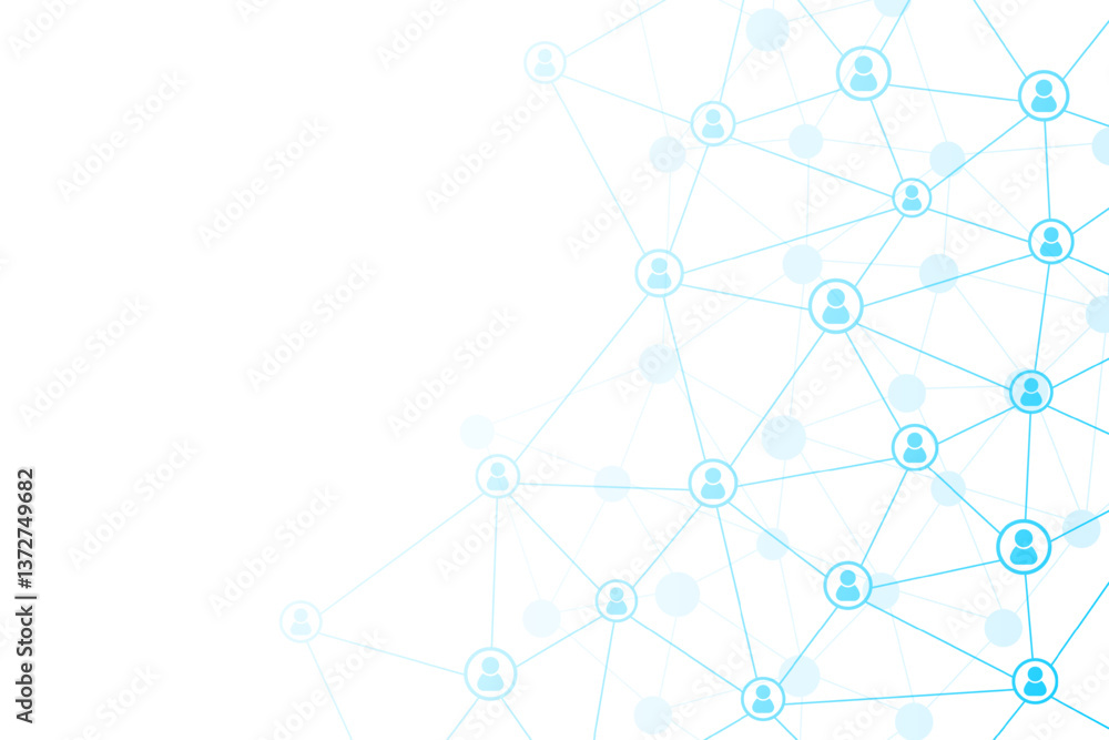 Blue Technology Background With Network Connection And People Icon. Vector Illustration. Abstract Business Wallpaper. Banner Blue Technology Background With Network Connection And People Icon. Vector Illustration. Abstract Business Wallpaper. Banner