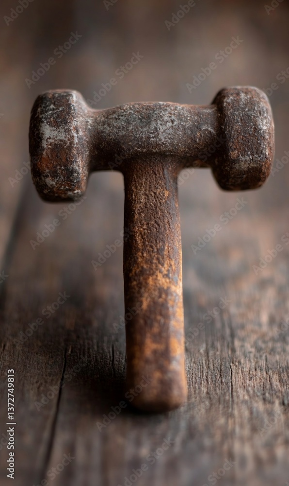 Rusty hammer on wood Rusty hammer on wood