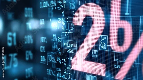 Digital 2 Percent Interest Rate on Financial Data Screen