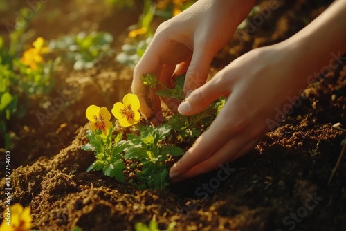 Delicate Daisy Flower Close Up In Green Meadow On Sunny Day