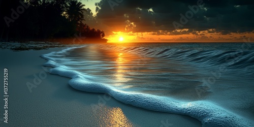 Beautiful Landscape of Green Forest with Blooming Flowers