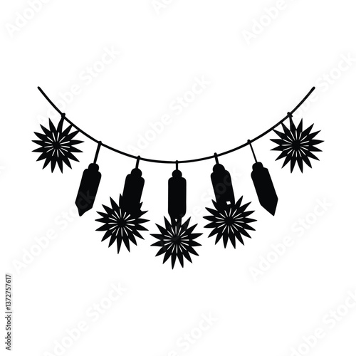 Firecracker Garland vector silhouette on white background