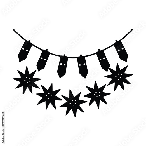 Firecracker Garland vector silhouette on white background