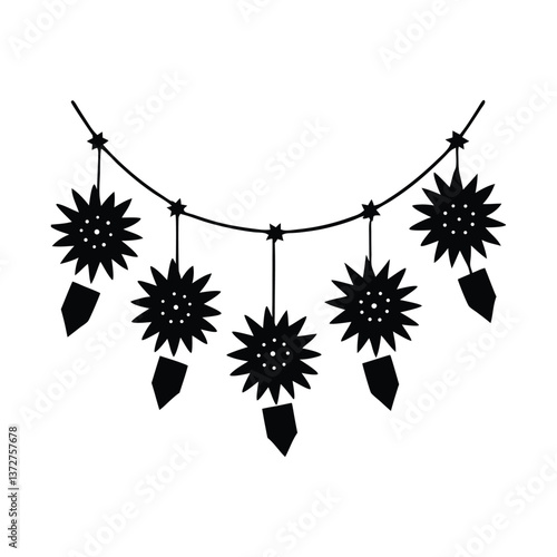 Firecracker Garland vector silhouette on white background