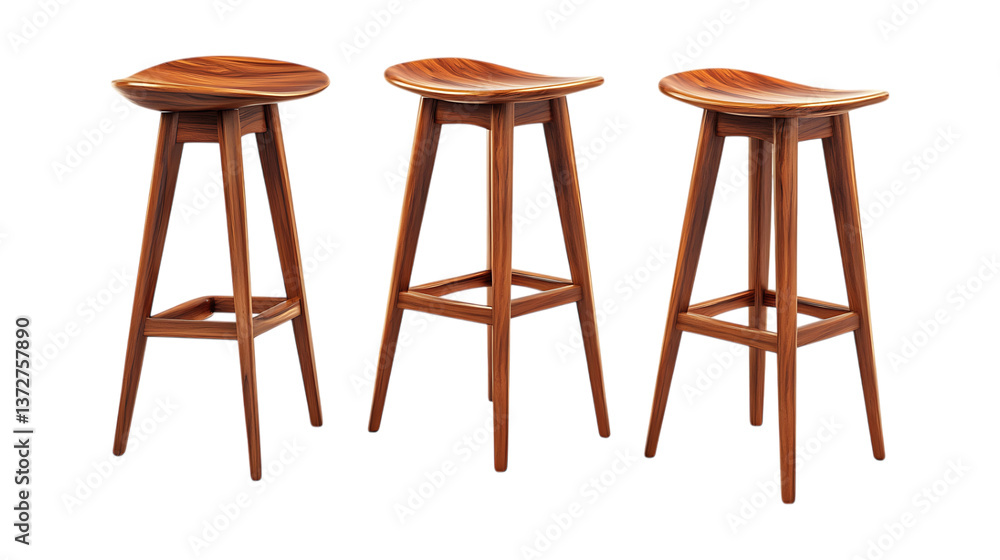 Wooden Bar Stool Set in Three Poses on Transparent Background for Furniture Branding, Interior Design, or Home Decor Illustrations Wooden Bar Stool Set in Three Poses on Transparent Background for Furniture Branding, Interior Design, or Home Decor Illustrations