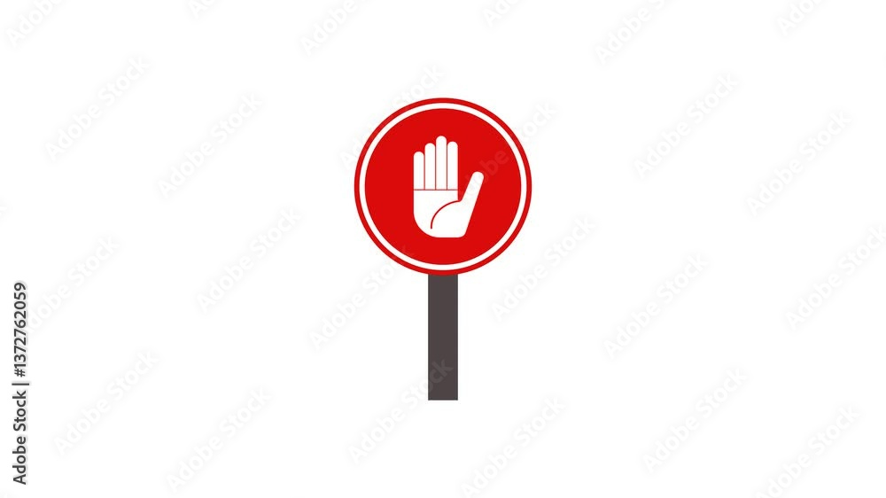 circular Stop Sign Animation with Pole on white background circular Stop Sign Animation with Pole on white background