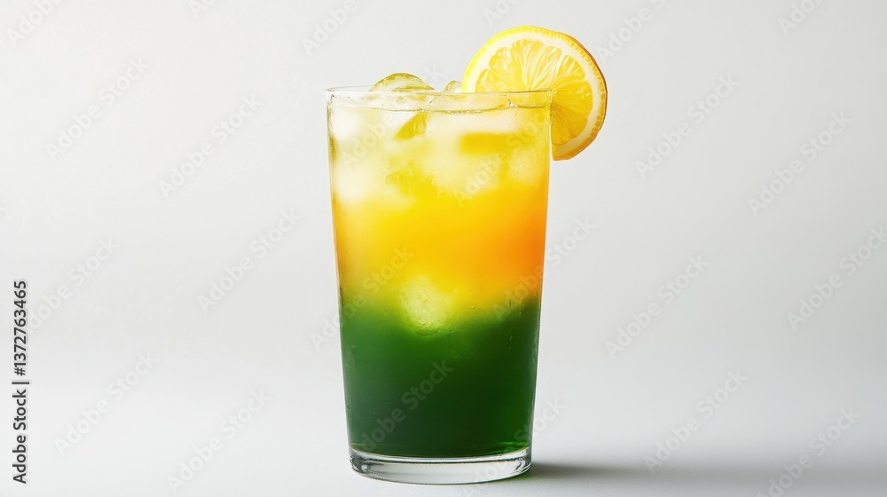 National Lemonade Day Refreshing citrus and green layered cocktail with lemon garnish National Lemonade Day Refreshing citrus and green layered cocktail with lemon garnish