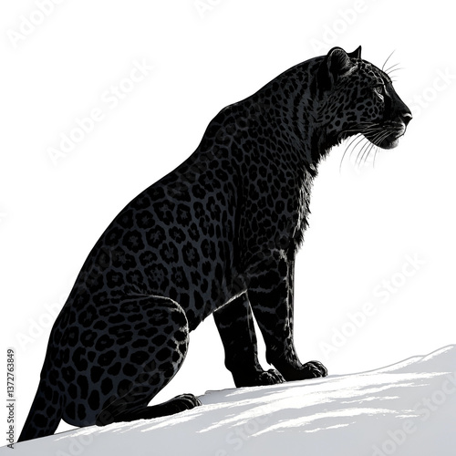 silhouette of a  jaguar  white background. vector Animal.