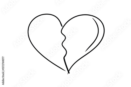 Broken Heart Illustration Sadness, Loss, Separation, Grief, Pain, Sorrow, Despair, Loneliness, Heart
