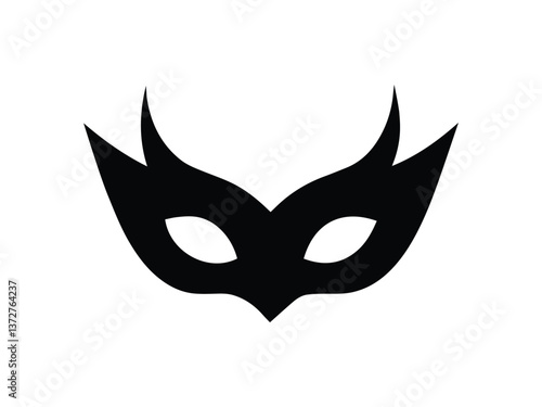 Masquerade mask silhouette icon, isolated on white background. Vector illustration.