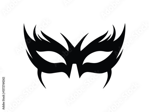 Masquerade mask silhouette icon, isolated on white background. Vector illustration.
