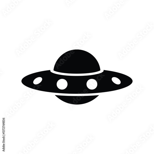 UFO spaceship icon. Black UFO spaceship icon on white background. Vector illustration