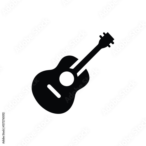 Black guitar silhouette icon on white background