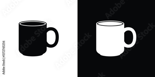 Coffee mug silhouette in black and white contrast