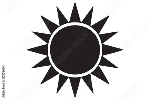 Simple Black and White Sun Icon
