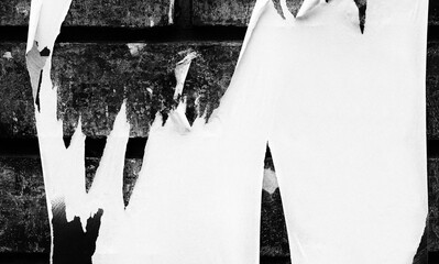 Old ripped torn blank black and white fly posters textures backgrounds grunge creased crumpled paper vintage collage placards empty space text