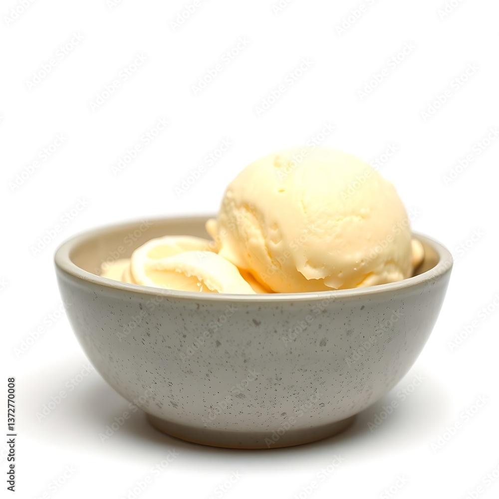 Leamon vanilla ice cream in a bowl isolated on white background Leamon vanilla ice cream in a bowl isolated on white background