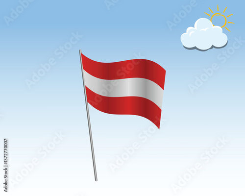 Vector realistic illustration of Argentinian flags. flag waving in the wind against a blue sky