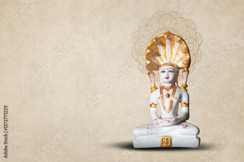 Happy Mahavir jayanti JAIN GOD IDOL picture of the deity Mahavira sculpted