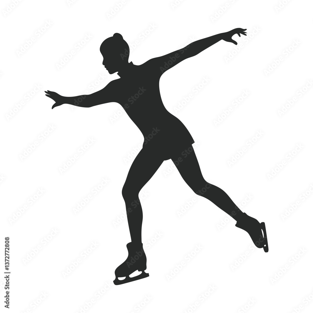 flat Ice skating silhouette vector illustration flat Ice skating silhouette vector illustration