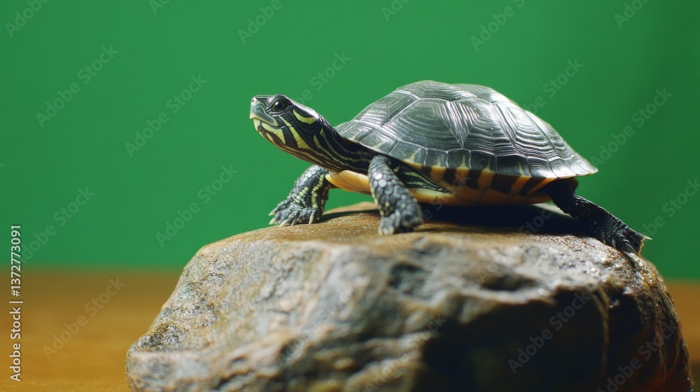 Obraz premium The Turtle Is Posing Upon A Textured Stone Surface