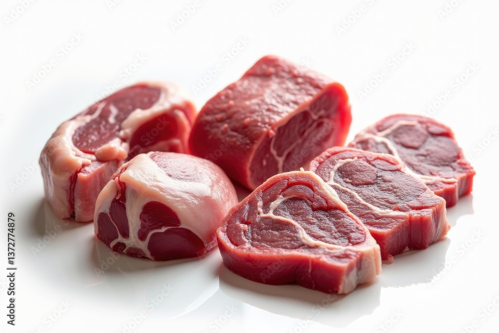 Obraz premium Colorful assortment of fresh meat cuts displayed