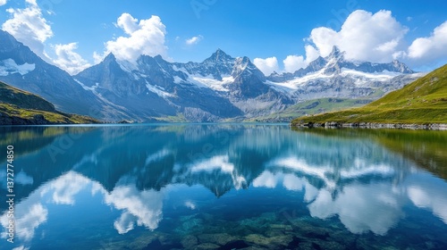 Wallpaper Mural Breathtaking mountain lake mirroring the majestic Swiss Alps under a serene sky Torontodigital.ca